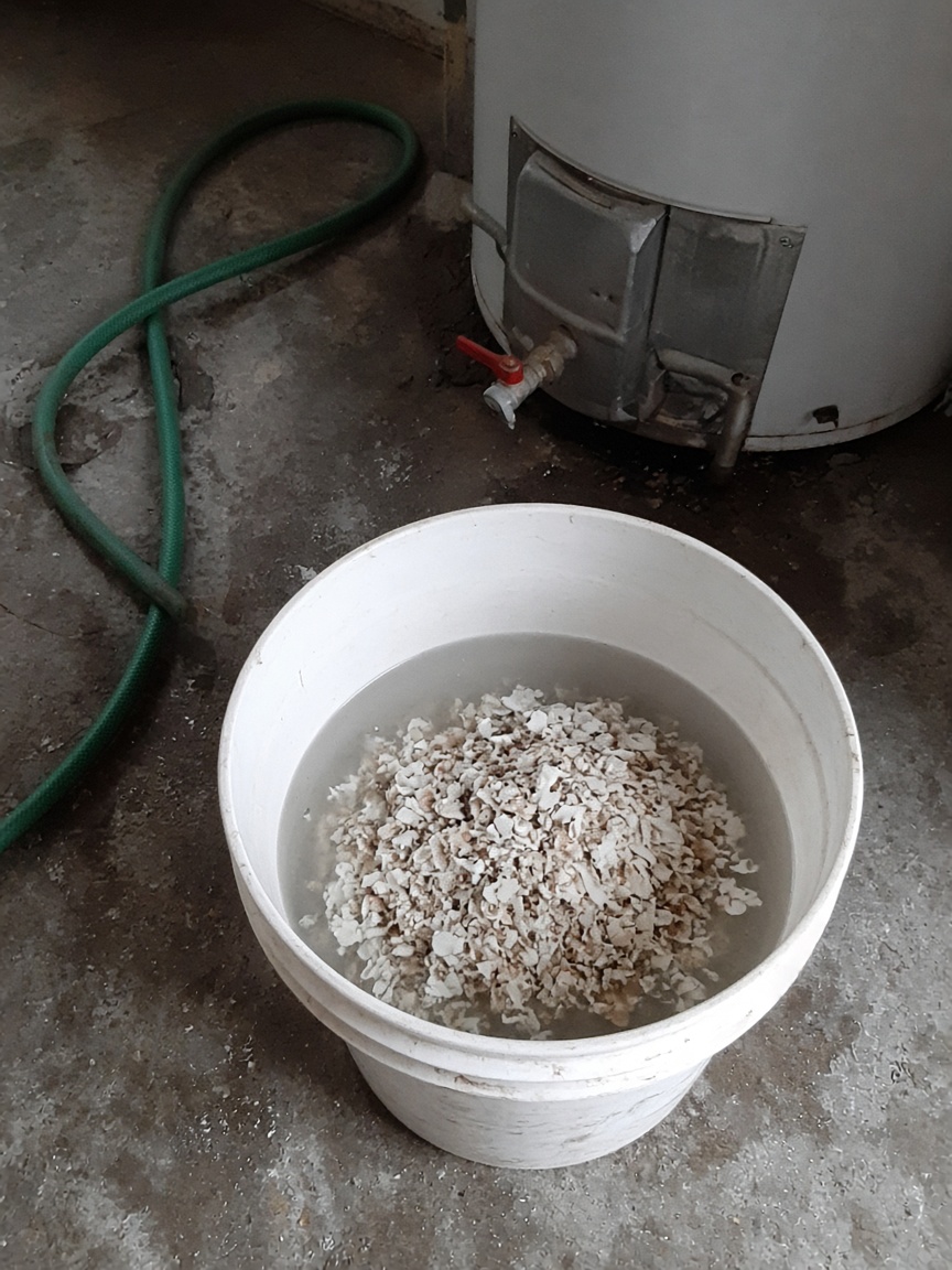 Scale flakes drained from a water heater